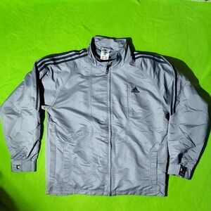 Adidas Links Jacket Large Size Gray W/Black Stripes AHN001